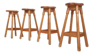 Scandinavian Modern Pinewood Bar Stools, 1970s, Set of 4