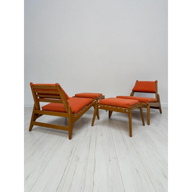 Vintage Hunting Lounge Chairs with Ottomans by Heinz Heger for PGH Annaberg-Buchholz, 1960s, Set of 4 For Sale - Image 4 of 17