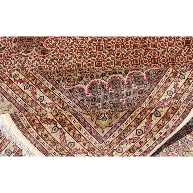 Vintage Persian Tabriz Rug With Diamond Medallion Design in Rich Burgundy For Sale - Image 10 of 11