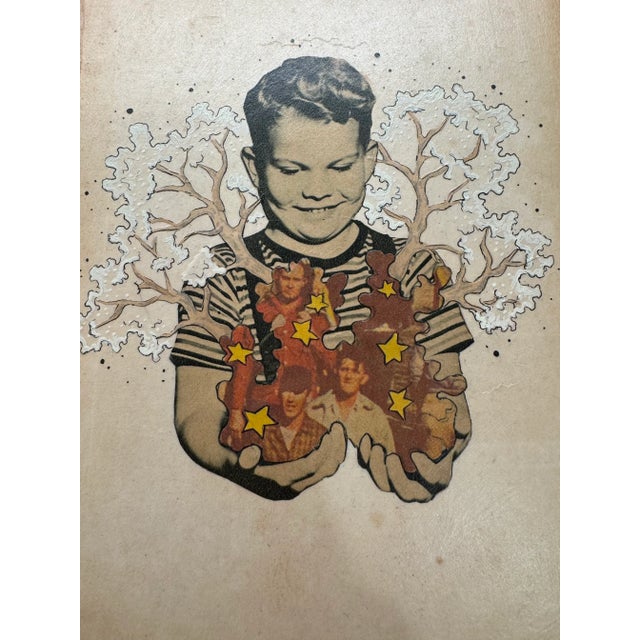 Figurative 1970s Vintage Primitive Mixed Media Artwork on Board For Sale - Image 3 of 5