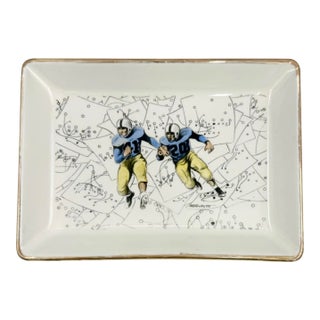 Vintage w.b. Ricketts Football Players Ceramic Ashtray Dish For Sale