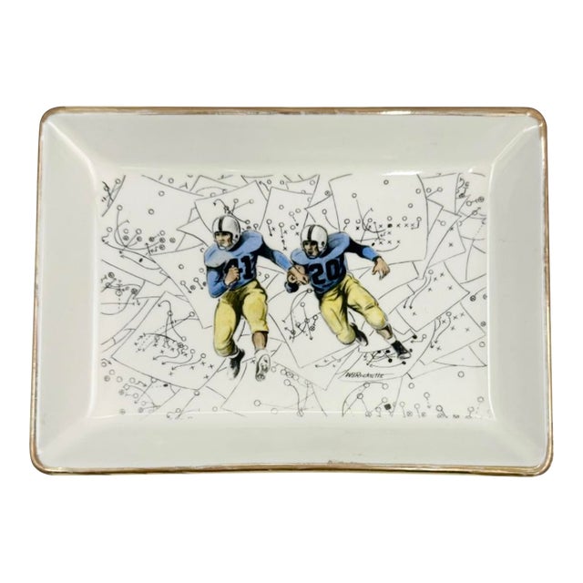 Vintage w.b. Ricketts Football Players Ceramic Ashtray Dish For Sale