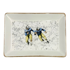 Vintage w.b. Ricketts Football Players Ceramic Ashtray Dish