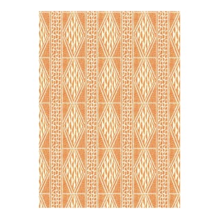 Vervain Taurasi Geometric Tribal Orange Beige Abstract Ethnic Linen Cotton Drapery Upholstery Fabric For Sale