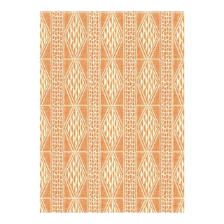 Vervain Taurasi Geometric Tribal Orange Beige Abstract Ethnic Linen Cotton Drapery Upholstery Fabric For Sale