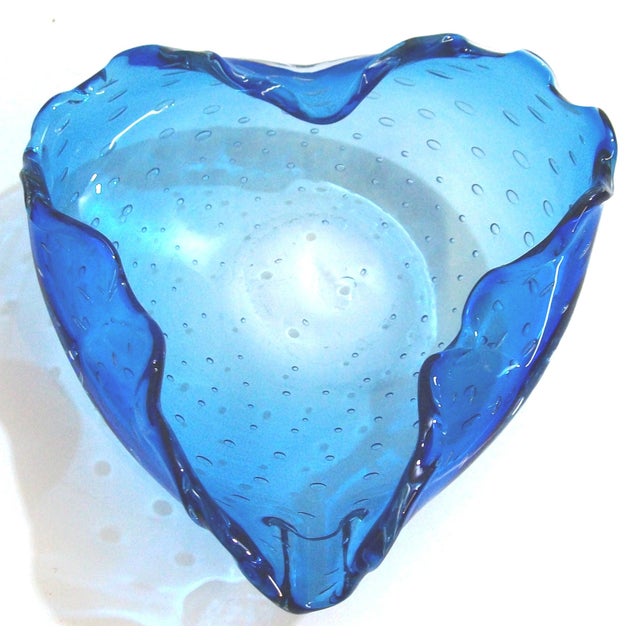 Murano Blue Three Sided Bowl For Sale In Detroit - Image 6 of 6