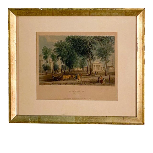 Circa 19th Century Hand Colored Lithograph of Yale College For Sale