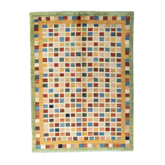 Hand-Knotted Gabbeh Nomad Rug with Colorful Checks For Sale - Image 11 of 11