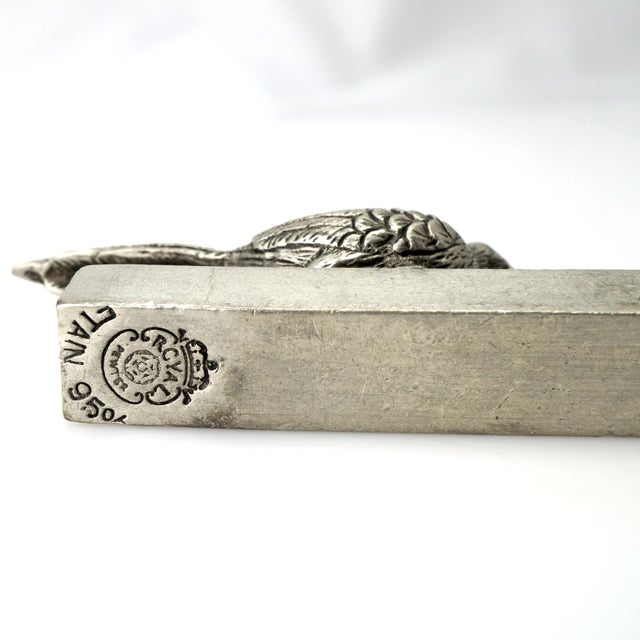 Vintage Set of Three Etain Royal Rue De France Pewter Knife Rests Duck, Pheasant, and Dog For Sale - Image 9 of 9
