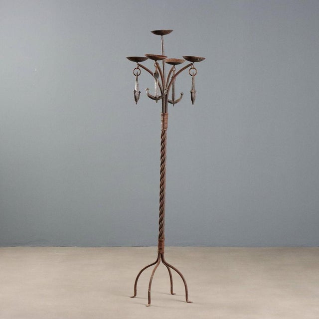 Brown Italian Candleholder in Wrought Iron For Sale - Image 8 of 8