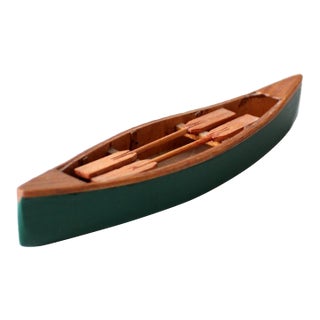Mid-Century Handmade Wooden Canoe Model For Sale