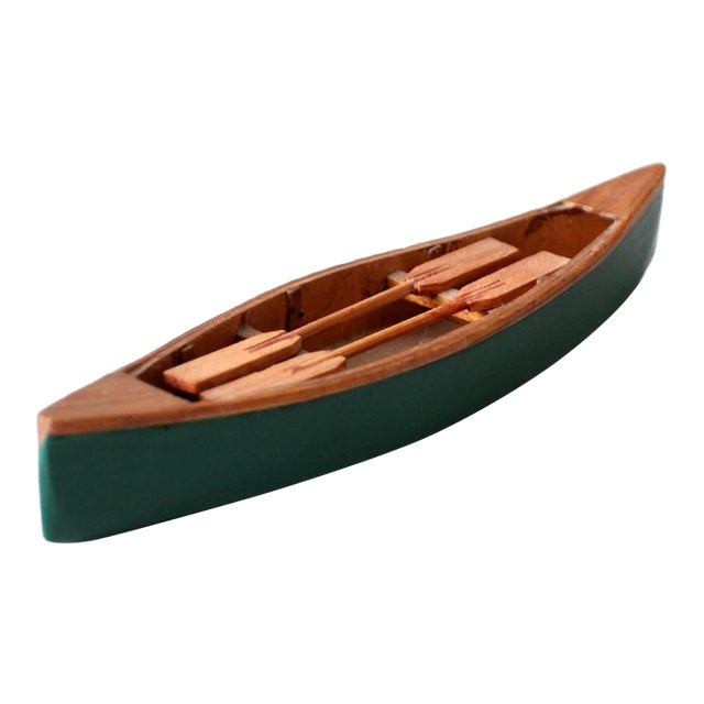 Mid-Century Handmade Wooden Canoe Model For Sale