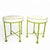 Mid-Century Modern Pair of Mid Century Faux Bamboo Stools in the Style of Phyllis Morris – Green Metal & White Vinyl For Sale - Image 3 of 12