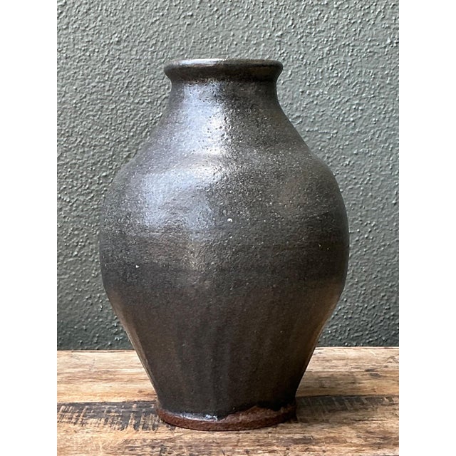 Vintage Handcrafted Stoneware Vase For Sale - Image 12 of 16