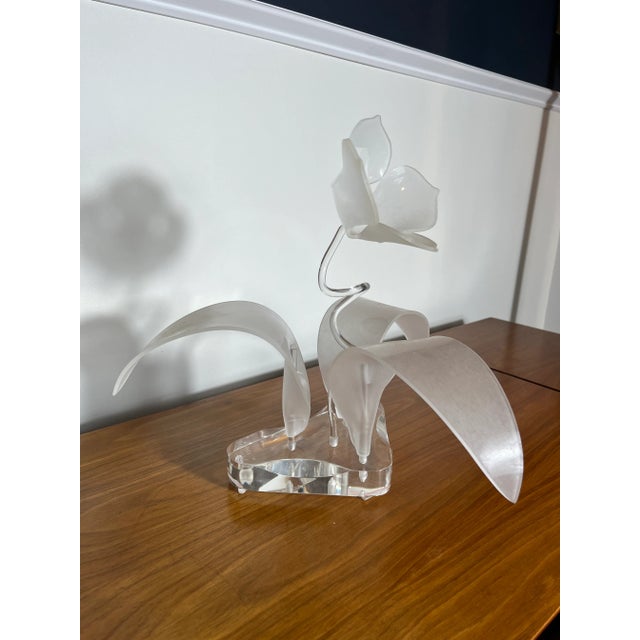 1980s Modern to Postmodern Lily Lucite Sculpture or Centerpiece Signed For Sale - Image 5 of 7