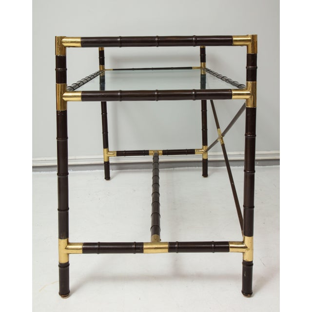Vintage Faux-Bamboo and Brass Writing Desk/Console For Sale - Image 11 of 12