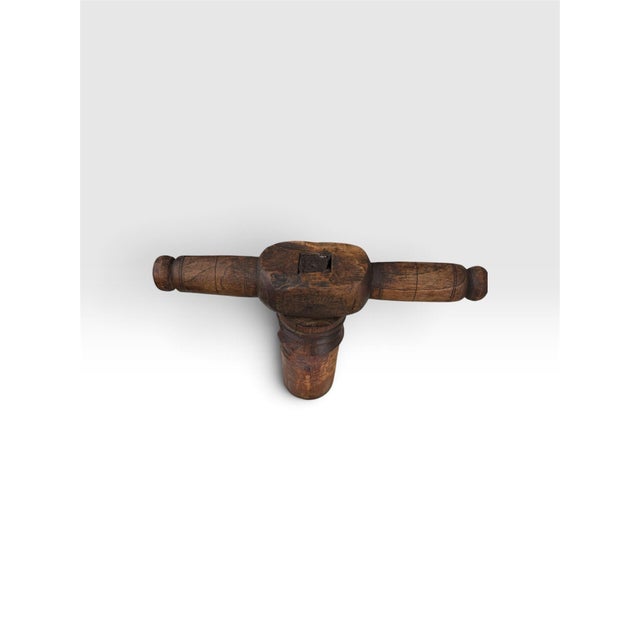 Antique Primitive Hand-Carved Wooden Mortar & Pestle, 15” For Sale - Image 10 of 11