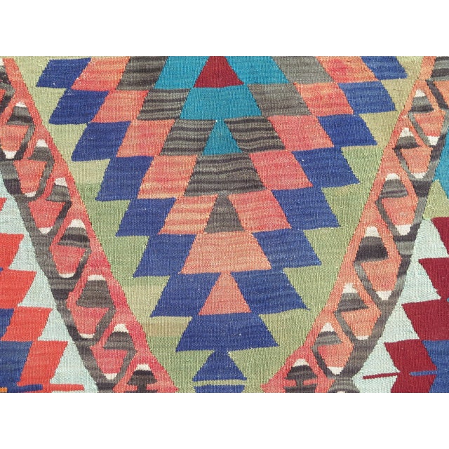 Textile 1960s Soft Pastel Colors Natural Wool Handmade Turkish Kilim Rug For Sale - Image 7 of 11