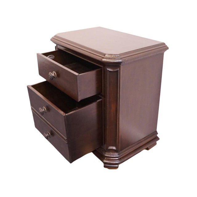 Stanley Furniture Walnut Contemporary Traditional 30" Three Drawer Nightstand 128-13-80 - Continental Barrel Finish For Sale In Kansas City - Image 6 of 15