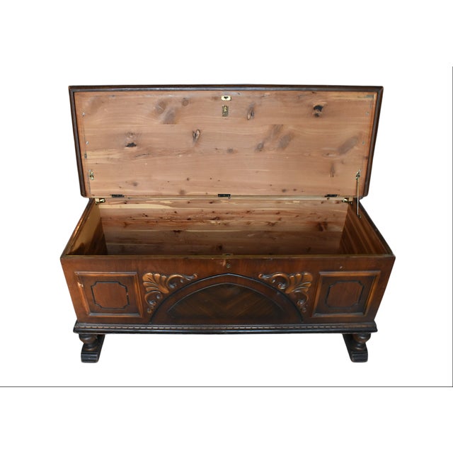 Wood Vintage Cedar Cavalier Hope/Blanket Chest With Walnut Veneer For Sale - Image 7 of 11