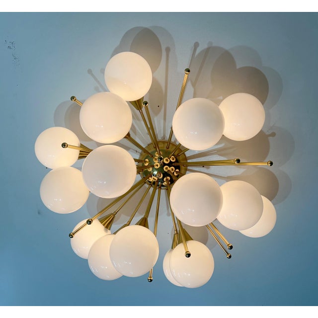 White 21st Century Mezzo Polished Brass Glossy White Murano Flush Mount by Fabio LTD For Sale - Image 8 of 9