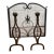 Vintage Hand-Forged Wrought Iron Fireplace Hearth Set: Contemporary 3-Piece Screen & Pair of Andirons For Sale