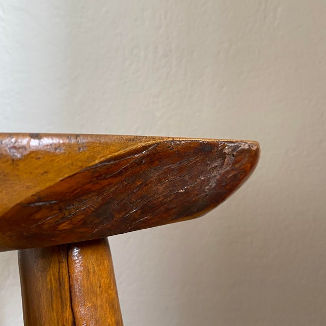 Wood Brutalist Tripod Stool, 1950s For Sale - Image 7 of 12