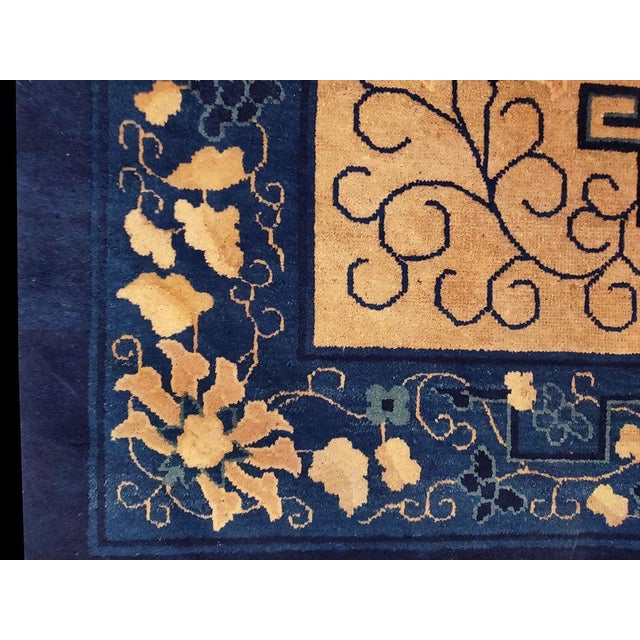 Early 20th Century 1900s Beige Geometric Antique Chinese Peking Rug 6'2" X 8'9" Handknotted Wool Carpet For Sale - Image 5 of 5
