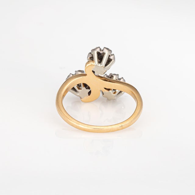 1960s 60s Vintage Jabel Ring Diamond Ruby 3 Flower Posey Cluster Sz 6.75 18k Gold For Sale - Image 5 of 6