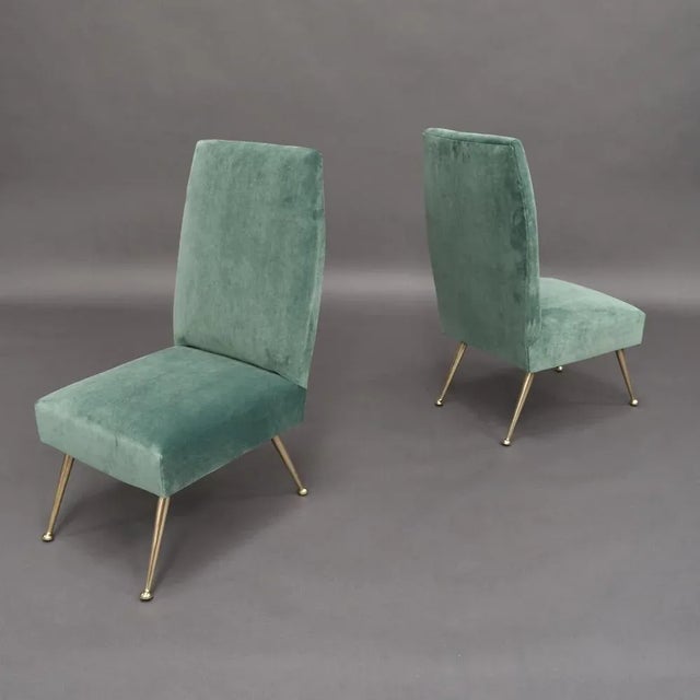 Set of Italian Velvet Side Chairs by Gigi Radice for Minotti, 1950s For Sale - Image 10 of 17