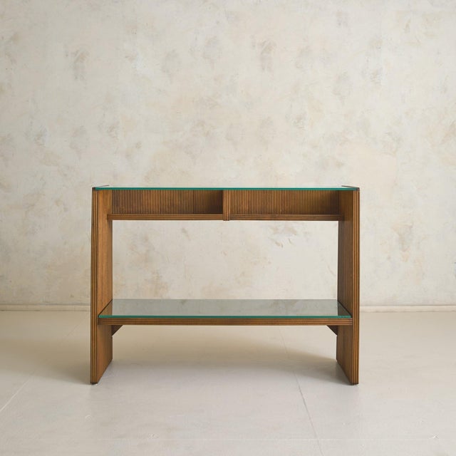 Mid-Century Modern Italian Fluted Cherry Wood Console Table, 1970s For Sale - Image 3 of 12
