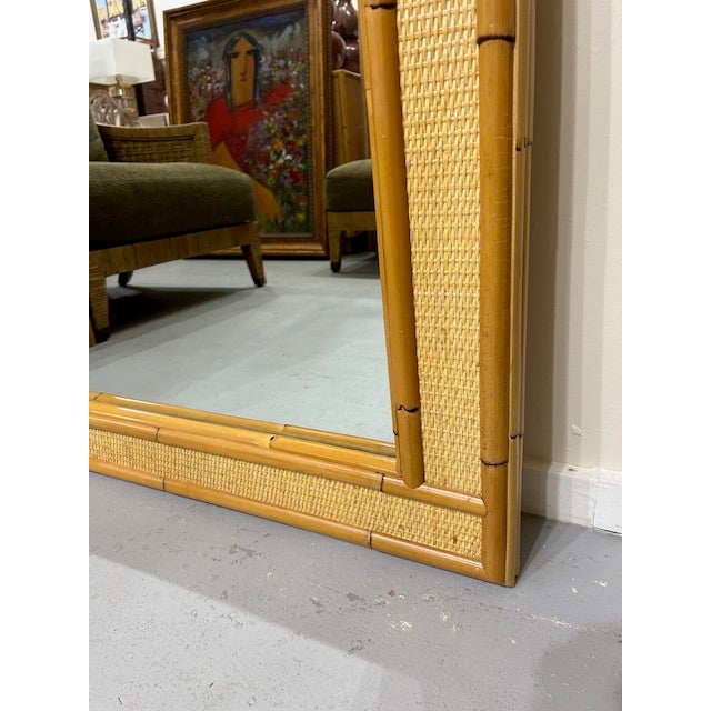 Bielecky Brothers Late 20th Century Cane Rattan Bamboo Mirror For Sale - Image 4 of 5