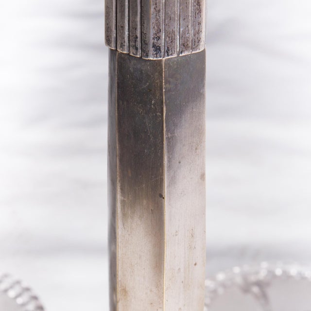 Art Deco Chandelier in Silver-Plated Bronze, France, 1920s For Sale - Image 4 of 10