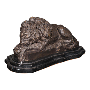 Vintage Recumbent Lion, French, Bronze, Marble, After Canova, Mid 20th Century