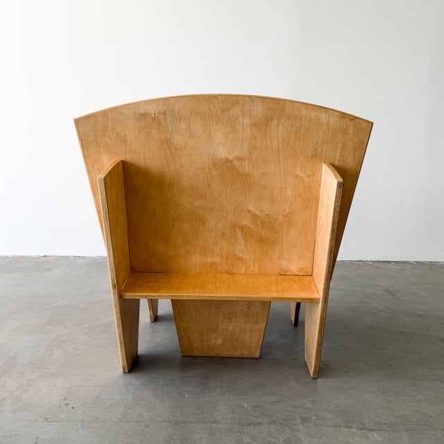 Vintage 1980s Postmodern Plywood Puzzle Chair and Ottoman For Sale - Image 18 of 18