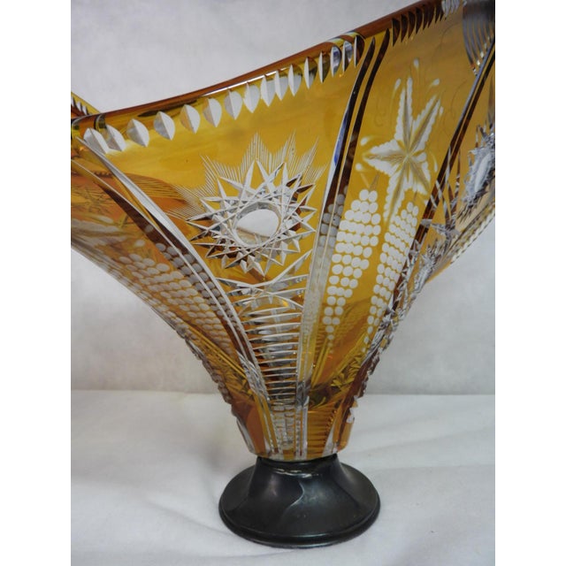 Bohemian Cut Crystal Centerpiece on Silver Base, 1980s For Sale - Image 8 of 13
