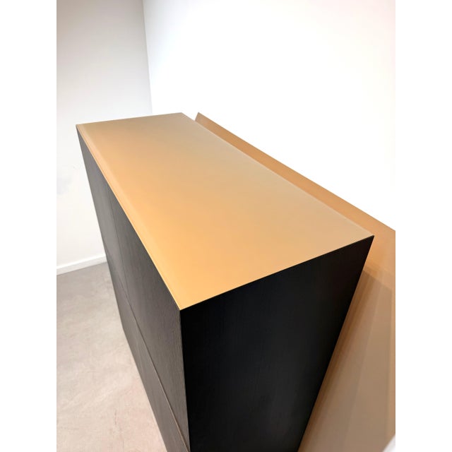 Contemporary Wooden Storage Cabinet with Glass Top For Sale - Image 3 of 5