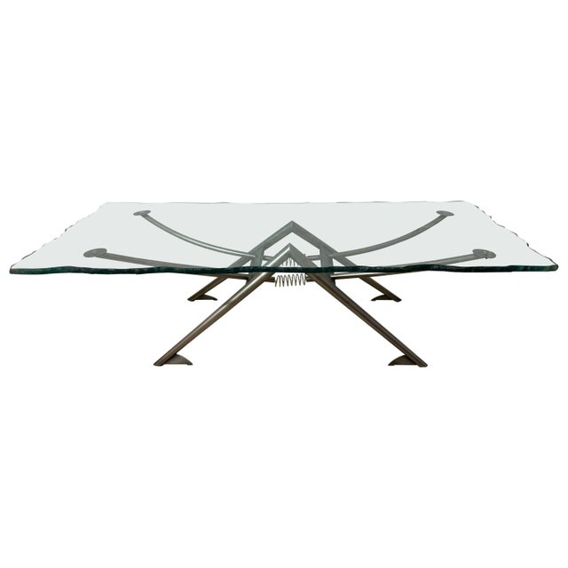 Postmodern Steel and Glass Coffee or Cocktail Table For Sale - Image 12 of 12