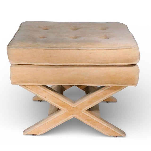 Mid 20th Century Hollywood Regency Stool Upholstered Ottoman For Sale - Image 12 of 12