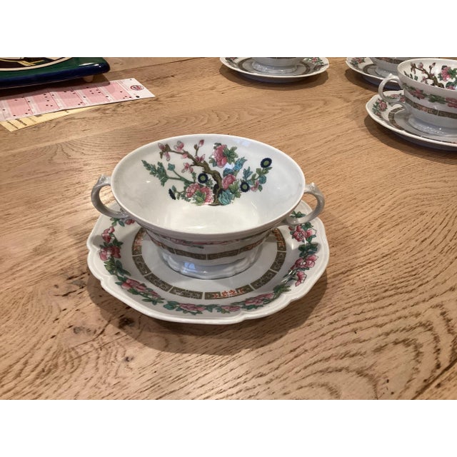 Limoges, France 1950s Set of 6 Limoges Soup Cups W/Chinoiserie Decor For Sale - Image 4 of 9