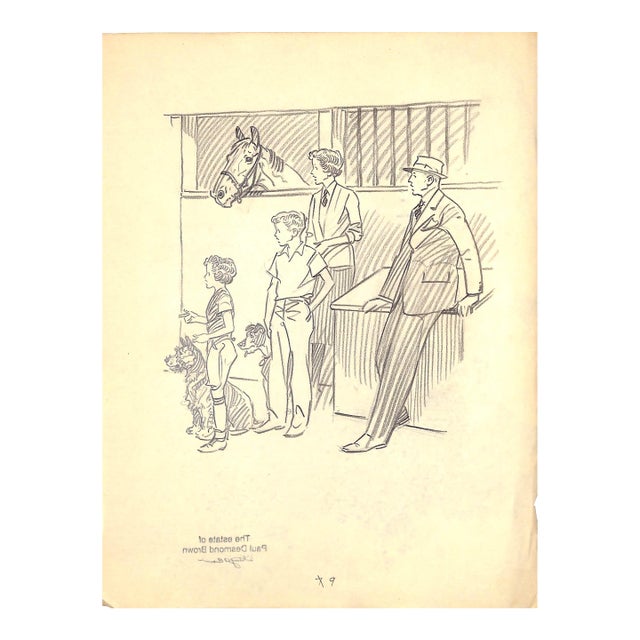 Original 1944 Pencil Drawing From Hi, Guy! The Cinderella Horse by Paul Brown 23 For Sale