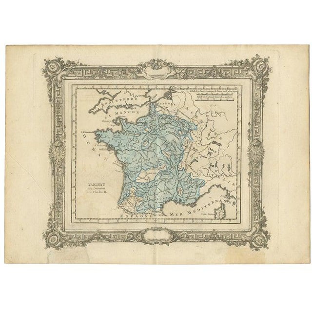 Antique Map of France Under the Reign of Charles IX by Zannoni, 1765 For Sale
