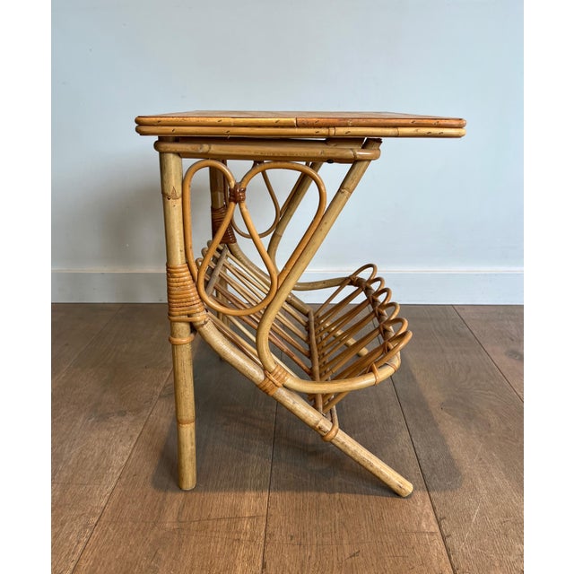 1950s 1950s Rattan Side Tables Magazine Racks - a Pair For Sale - Image 5 of 12