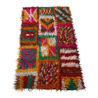 Vintage Filikli Tulu Rug | Long Pile Rug With Patchwork Design | 5x8 For Sale