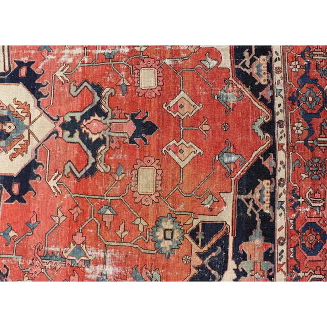 Serapi Rug Featuring Ornate Central Medallion Design and Rich Colors 10'5 X 13'1 For Sale - Image 10 of 12