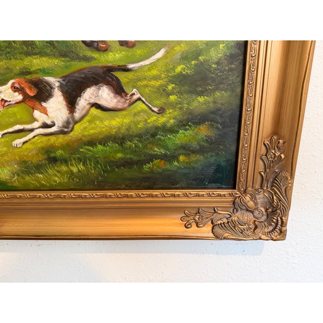 Early 21st Century Large English Fox Hunting Scene Oil Painting Equestrian Sporting Art, Framed For Sale - Image 5 of 10