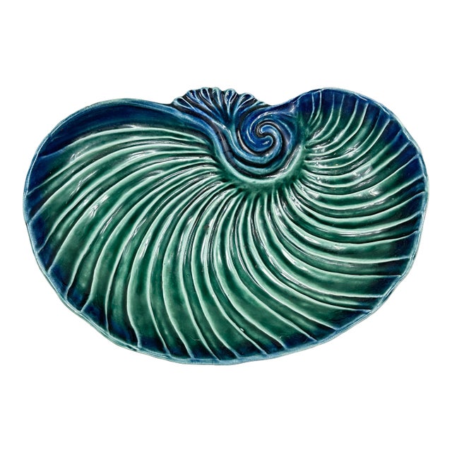 Vintage Majolica Shell Serving Dish For Sale