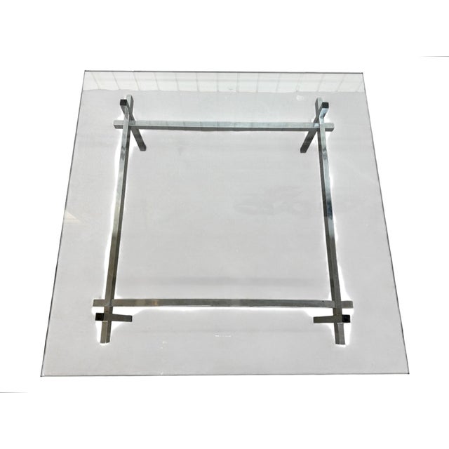 1970s Mid-Century Modern Glass Top Chrome Coffee Table For Sale - Image 5 of 5
