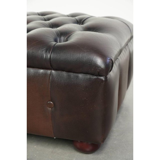 Brown English Chesterfield Cowhide Ottoman with Colors For Sale - Image 8 of 10