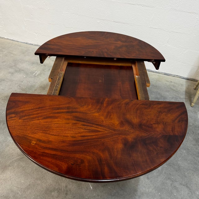Extendable Round Dining Table in Mahogany and Gilts For Sale - Image 9 of 14